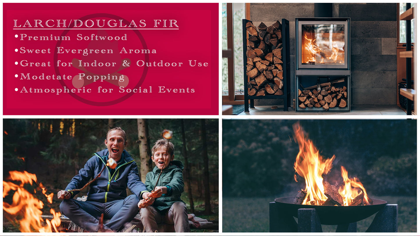 Dried BC Larch/Douglas Fir Firewood Bags, Large 1.5 Cu.Ft