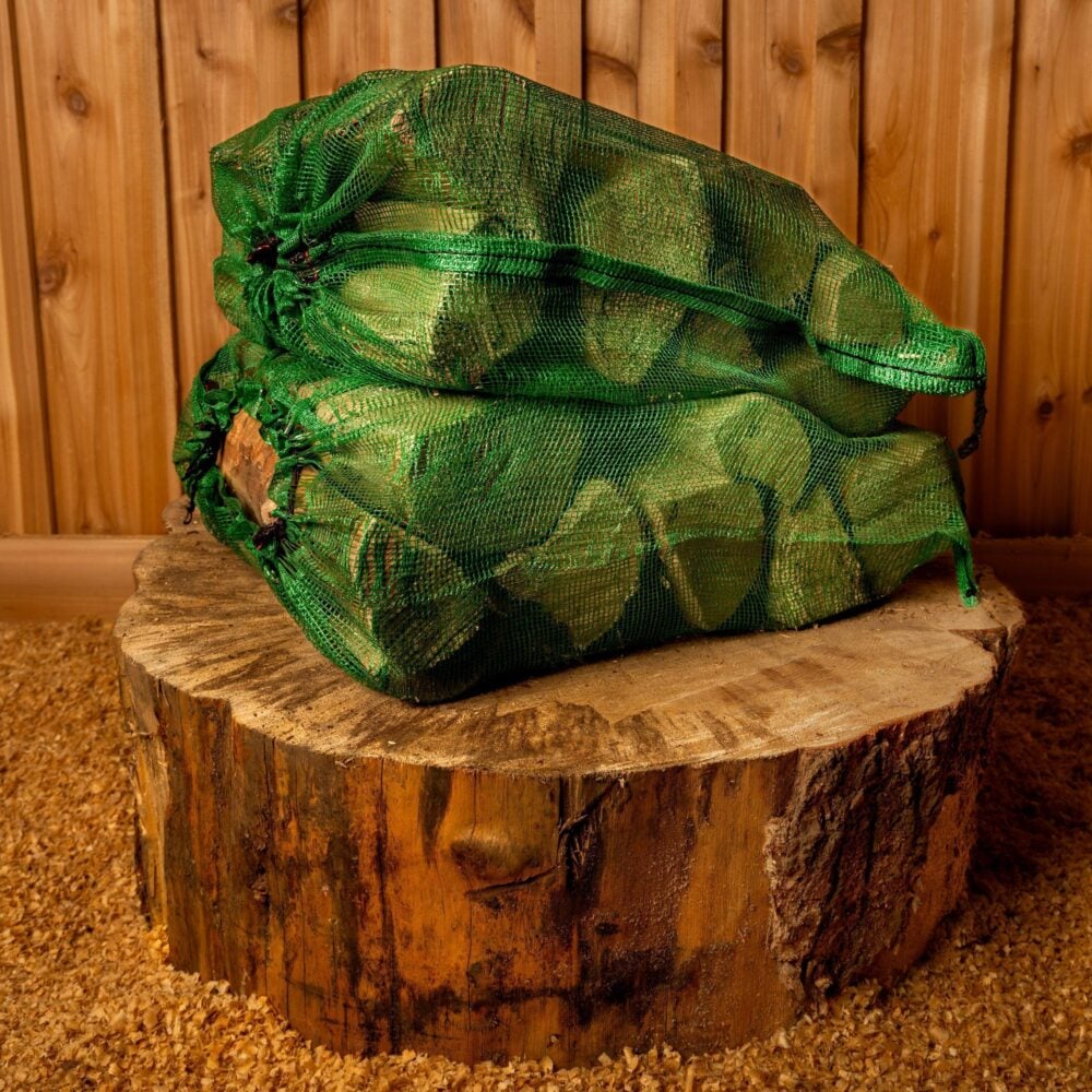 Naturally Seasoned Birch Firewood Bags, Large 1.5 Cu.Ft